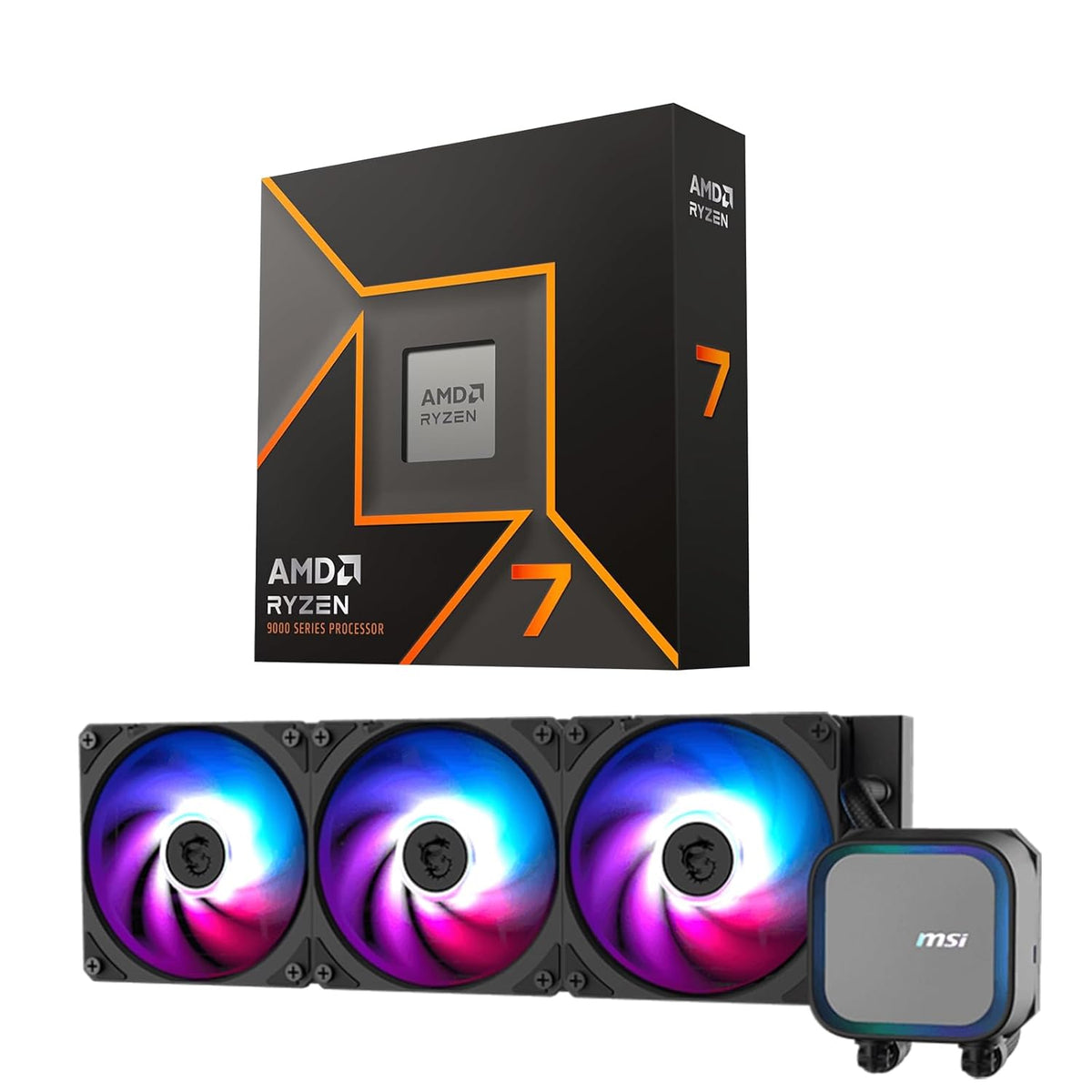 CPU AIO Combo - AMD Ryzen 7 9700X Processor with MSI MAG Coreliquid A13 360 AIO ARGB CPU Liquid Cooler 360mm Radiator LGA 1700/1851 / AM5/ AM4 Compatible