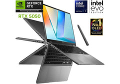 Laptop ASUS Vivobook 16 Flip (TP3607SH), Intel® Core™ Ultra 7 256V, NVIDIA® GeForce RTX™ 5050 8GB GDDR7, 16GB LPDDR5X, 1TB SSD NVMe, 16" 3K OLED Touch w/ SA203H Pen, Thunderbolt 4, Wi-Fi 7, BT 5.4 - Matte Gray