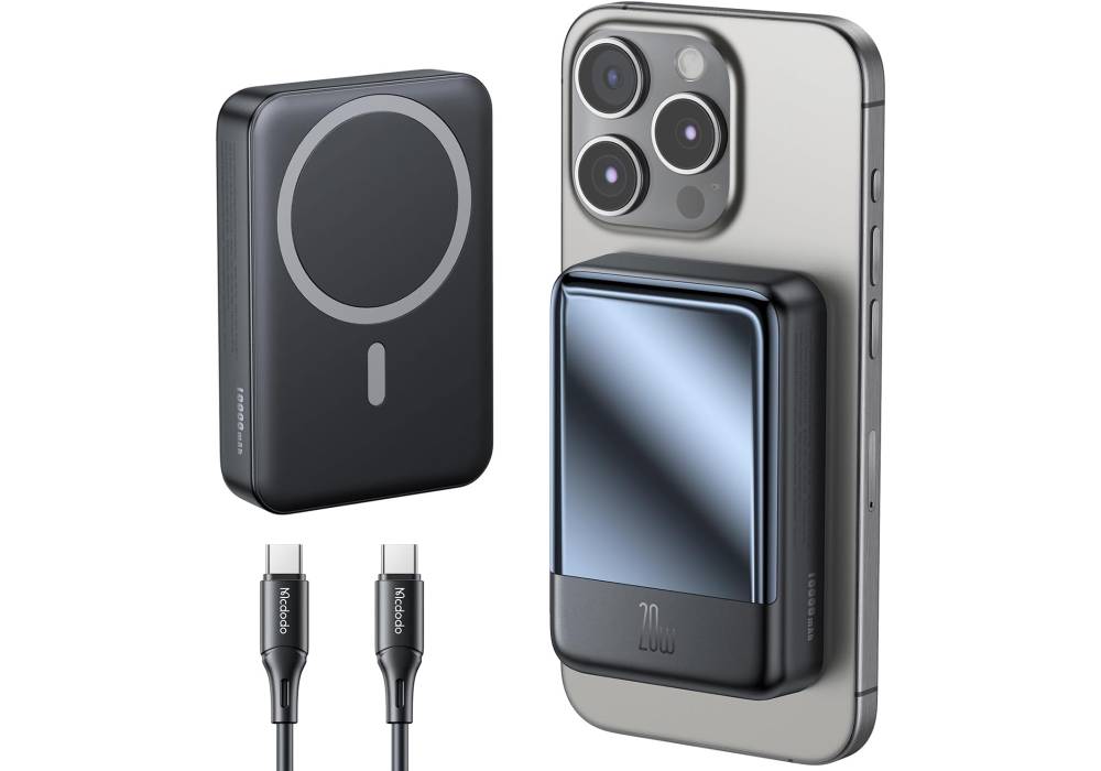 MagSafe Powerbank 20000 mAh, Mcdodo Wireless Magnetic Power Bank PD20W Fast Charging with LED Display and USB-C Charging Cable, External Battery Pack