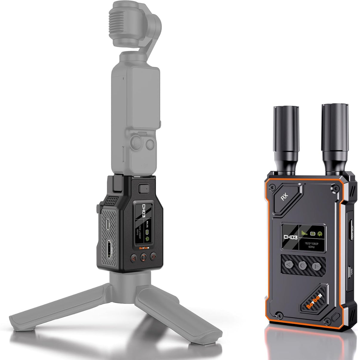 Wireless HDMI Transmitter and Receiver for DJI Osmo Pocket 3,1080P UVC&HDMI Output Wireless HDMI Extender for OBS Switcher,1640ft 0.05s Latency,Reverse Charging,HDMI to UVC, Creator Combo