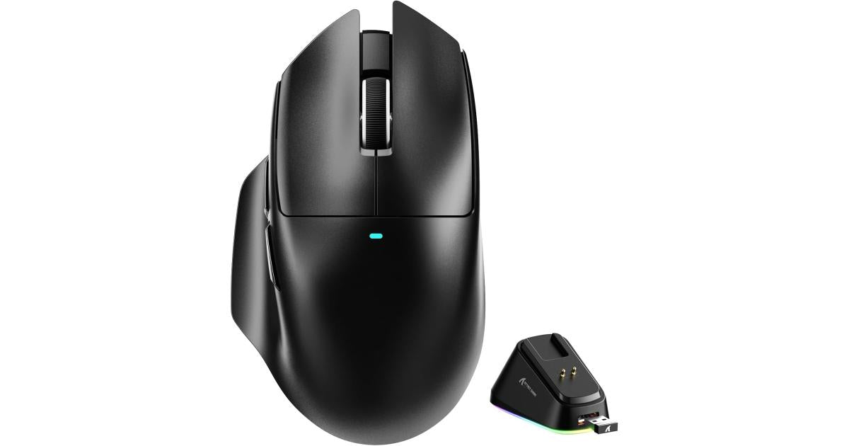 ATTACK SHARK V6 65g Wireless Gaming Mouse with RGB Magnetic Charging Dock,BT/2.4GHz Wireless/Wired Mouse 1K Polling,PixArt PAW3311 Sensor,25000DPI,Office Gamer Mice for PC/Win/Mac(Black)