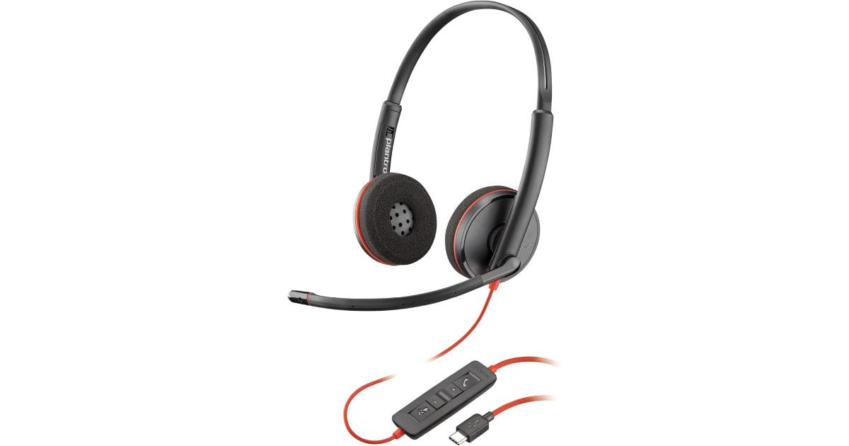 Poly Plantronics - Blackwire 3220 - Wired Dual-Ear (Stereo) Headset with Boom Mic - USB-C.