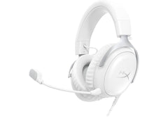 HyperX Cloud III Wired Gaming Headset – 53mm Drivers, DTS Spatial Audio, Detachable Noise‑Cancelling Mic, Multi‑Platform Compatibility, Memory Foam Comfort, White