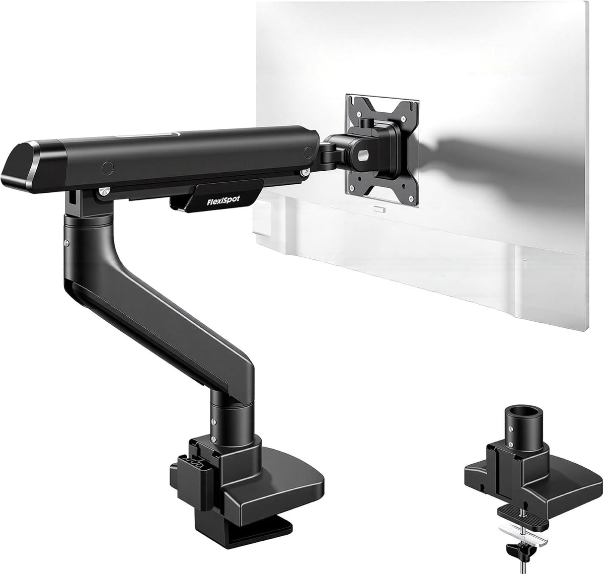 Single Monitor Arm, Premium Aluminum Monitor Desk Mount Fits Screen up to 39 Inches, Fully Adjustable Monitor Stand with C-Clamp & Grommet Base, Holds 6.61 to 26.46 lbs, Black