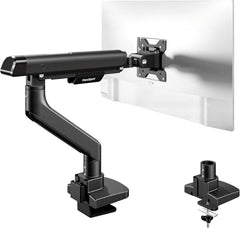 Single Monitor Arm, Premium Aluminum Monitor Desk Mount Fits Screen up to 39 Inches, Fully Adjustable Monitor Stand with C-Clamp & Grommet Base, Holds 6.61 to 26.46 lbs, Black