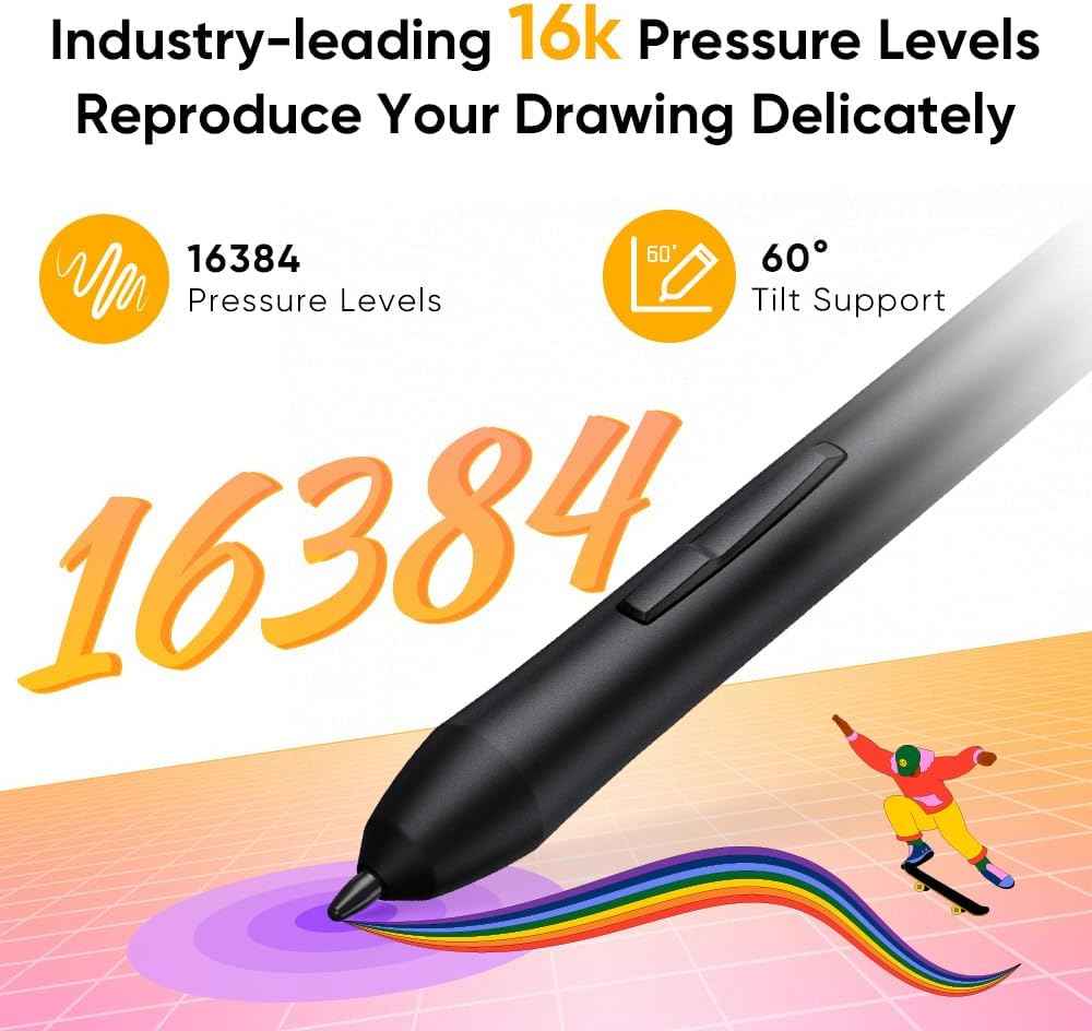 Deco 640 Drawing Tablet with 16384 Pressure Levels Sensitivity Battery-Free Stylus 6*4 Inch OSU Drawing Pad Graphic Tablet for Digital Drawing Teaching Designing Editing Work for PC Mac Android