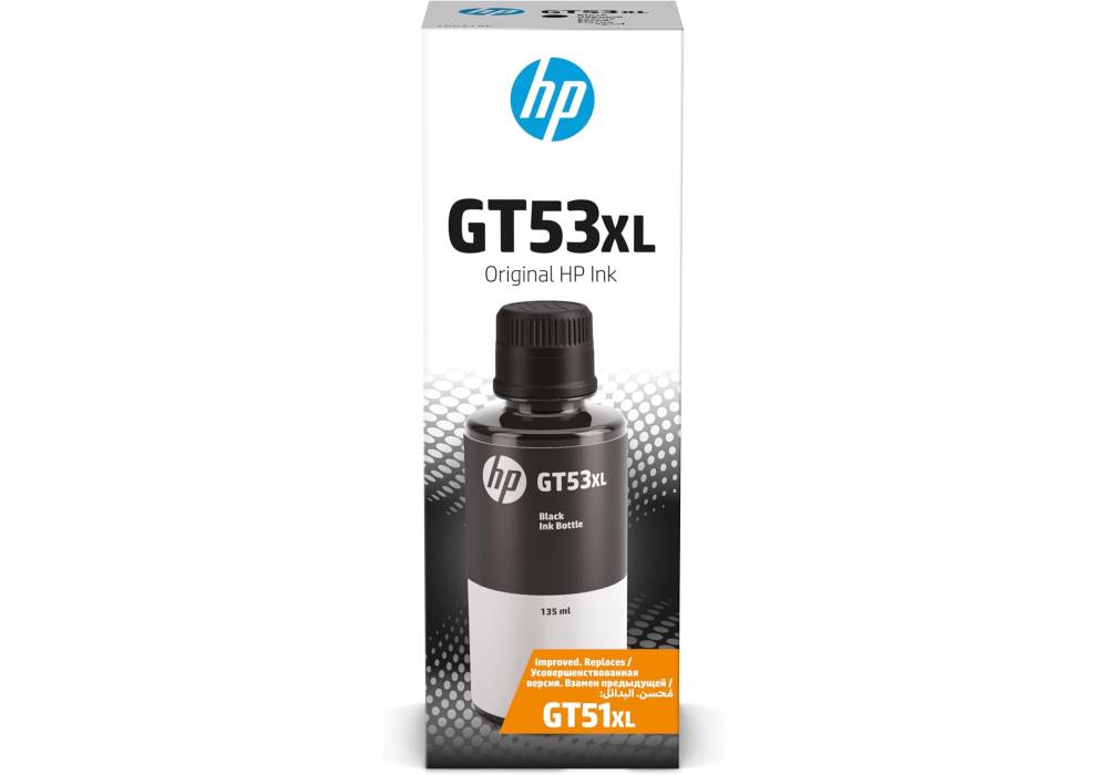 HP GT53XL 135-ml Black Original Ink Bottle (1VV21AE) | High Yield ~6,000 Pages, Pigment-based, For HP Smart Tank 500, 515, 530, 615 & Ink Tank 315, 415 Series