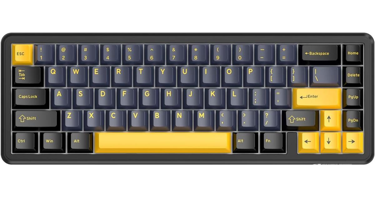 ATTACK SHARK X65 HE Wired Rapid Trigger Magnetic Switch 65% Mechanical Gaming Keyboard, Hall Effect Top Mounted RGB Hot Swap,Adjustable Actuation,8KHZ Polling Rate,PBT Keycaps for Win/Mac(Star Black) (عربي)