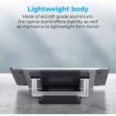 Promate Laptop Stand, Ergonomic Aluminum Multi-Level Notebook Stand up to 17 Inches with Anti-Slip Pads, Heat Dissipating and Foldable Design for MacBook Pro, Tablets, Notebooks, DeskMate-5 Silver