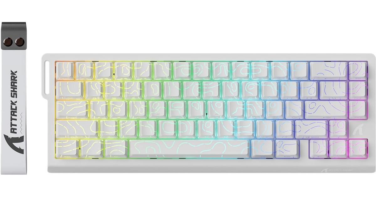 ATTACK SHARK X68 HE Rapid Trigger Mechanical Gaming Keyboard 60% Wired with Adjustable Actuation,Hall Effect Magnetic Switch,8KHz Polling Rate,RGB Backlit,Top Mount,Side Printed Keycap(White Contour)