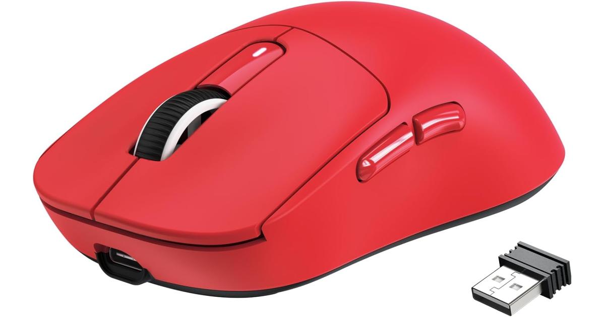 ATTACK SHARK X3 Wireless Gaming Mouse, 49g Ergonomic Computer Mouse, Triple Modes PAW3395 26K DPI Optical Sensor, 200h Battery Life, Programmable Buttons, Gaming Accessories for PC/Laptop/Mac (Red)