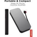 Lenovo Go USB-C Laptop Power Bank (20000 mAh) - 65W - USB-C and USB-A Ports - Fast Charging Portable Power Station with Integrated Cable - Model PBLG2W - Storm Grey