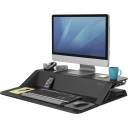 Fellowes Lotus™ Sit-Stand Workstation Desk Riser - Black | 22 Height Settings, Smooth Lift Technology, Integrated Cord Management & Fully Assembled