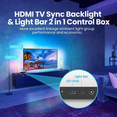 AVATTO The TV LED Backlight HDMI 2.0 Sync Box with 5m RGBIC LED Strip Light for 75-85 inch TV. Supports Voice Control with Alexa, Google Assistant and Smart Life App Remote Control