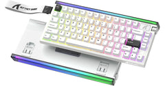 ATTACK SHARK R85 HE Wired 75% Hall Effect Rapid Trigger Mechanical RGB Gaming Keyboard with 8K Polling,0.05mm RT Accuracy,0.08MS Latency,Magnetic Switch,5 Layer Sound Damped,Driver for PC(Star White) (عربي)