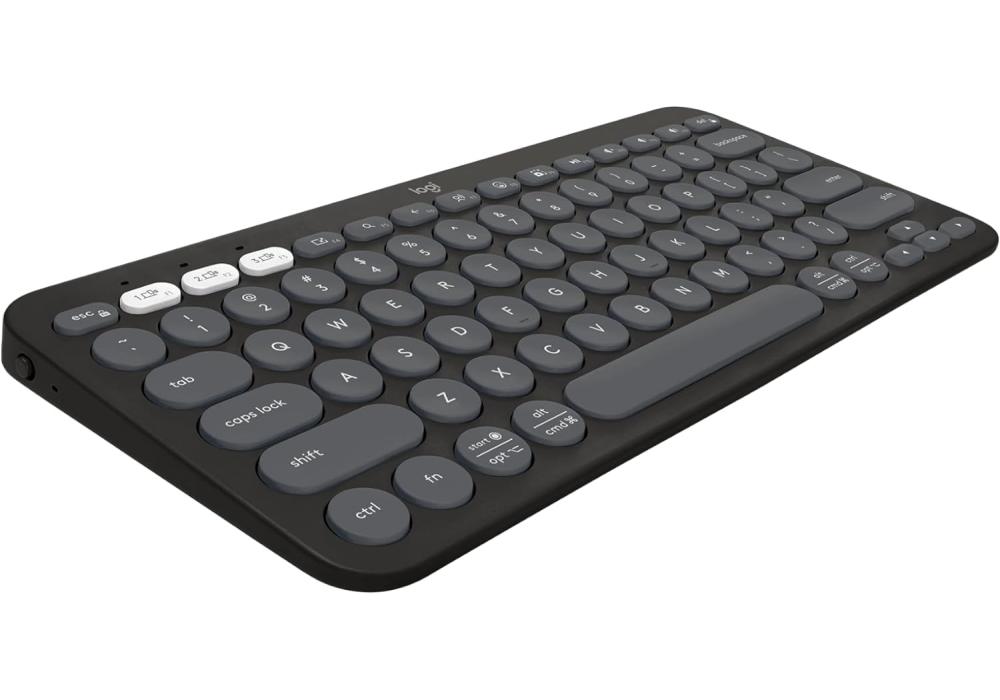 Logitech Pebble Keys 2 K380s Arabic Version, Multi-Device Bluetooth Wireless Keyboard with Customizable Shortcuts, Slim and Portable, Easy-Switch for Windows, macOS, iPadOS, Android, Chrome OS - Tonal Graphite