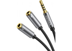 UGREEN Headphone Splitter 3.5mm 2 Female to 1 Male Mic and Audio Y Splitter TRRS Headset Adapter Cable Stereo Compatible with Laptop PS4 Xbox PC Phone Tablet Gaming