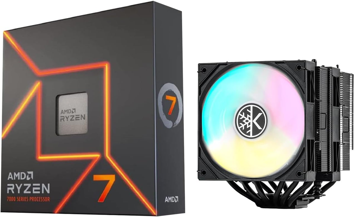 CPU Air Coolor Combo - AMD Ryzen 7 7700X CPU Processor with KINGCOOL Iron Wind 120mm ARGB CPU Air Cooler