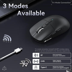 ATTACK SHARK X6 Lightweight Wireless Gaming Mouse with RGB Backlight Charging Base,Tri-Mode Wired/2.4GHz/BT5.2,26K DPI, 395 Optical PAW3Sensor,HUANO Switch,5programmable Buttons,PC/Mac(Black)