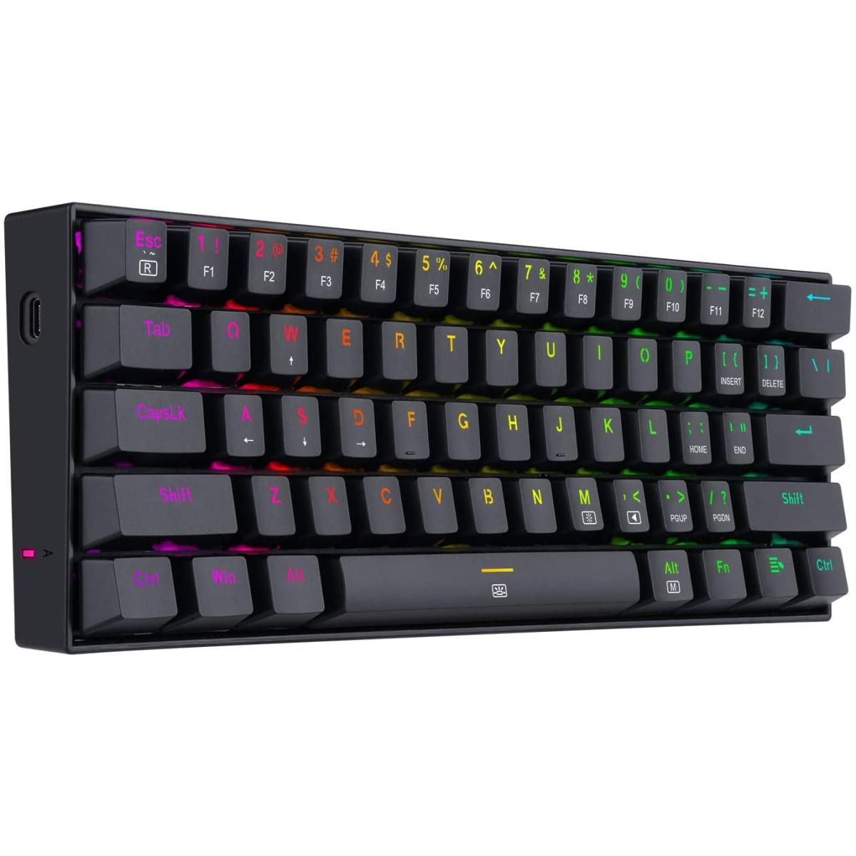 Redragon K630 Dragonborn 60% Wired RGB Gaming Keyboard, 61 Keys Compa Mechanical Keyboard with Linear Blue Switch, Pro Driver Support, Black