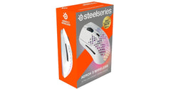 SteelSeries Aerox 3 Wireless (2.4GHz/Bluetooth) (Snow) TrueMove Air Optical Sensor Holey RGB Gaming Mouse, 18000 DPI, Ultra-lightweight, Water Resistant Design