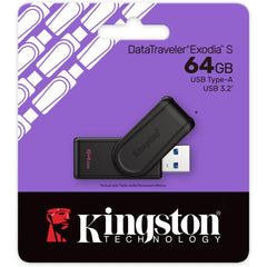 Kingston Datatraveler Exodia S Usb Stick 64gb Usb 3.2 Gen 1 Usb Type A Black/black