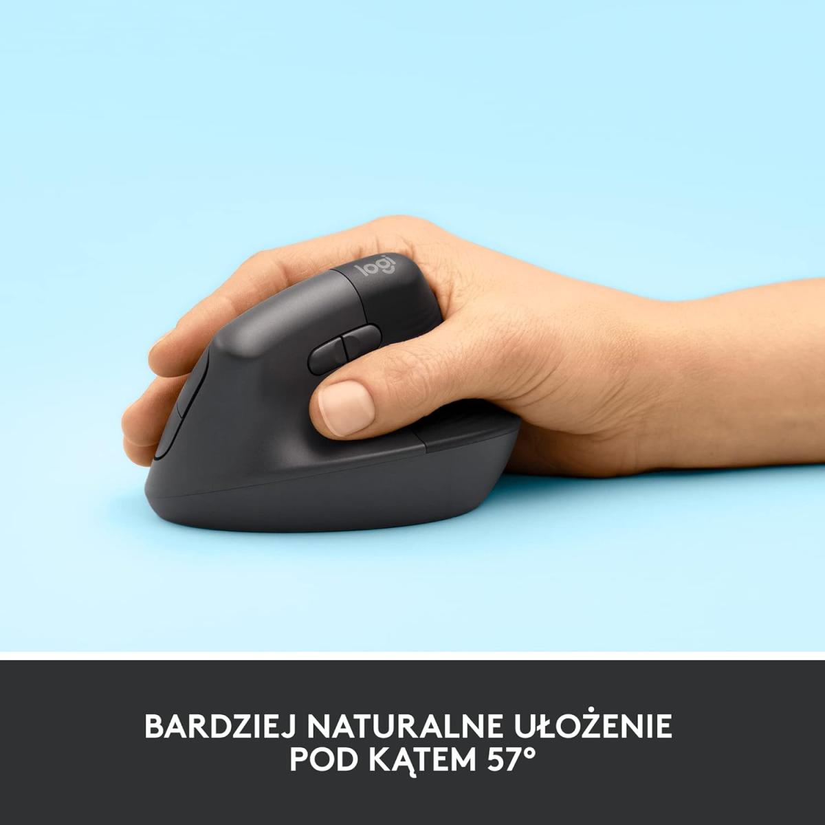 Logitech Lift Vertical Ergonomic Mouse Wireless, Bluetooth Quiet Clicks 4 Buttons for Windows/macos/ipados, Laptop, Black