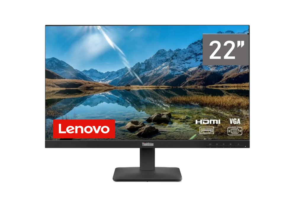 Lenovo ThinkVision L22-4e Monitor, 21.5" Class Full HD, IPS, WLED Backlight, 99% sRGB, 16.7 Million Colors, 250 Nit, 100Hz, 4ms, Tilt Stand - 3 Year Warranty
