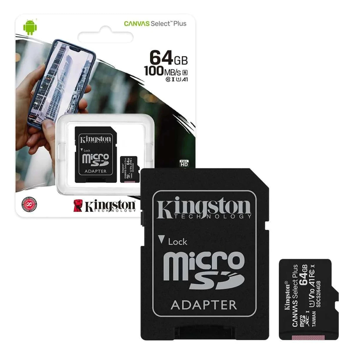 Kingston SDCS2/64GB CCanvas Sele Plus microSDXC Card Up to 100MB/s A1 Class 10 UHS-I with Adapter