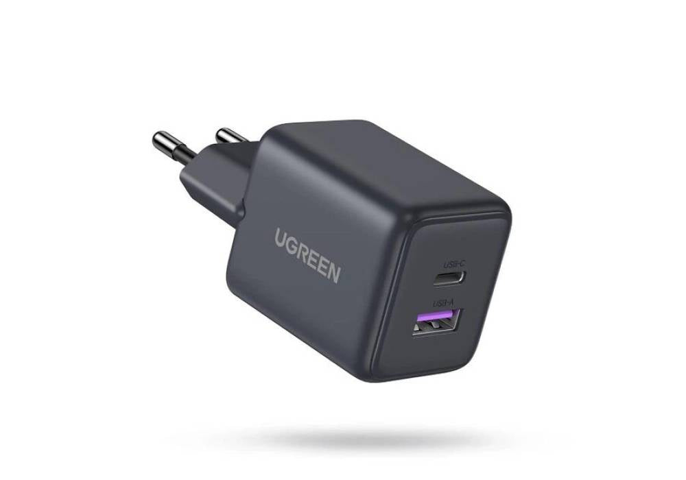 UGREEN X516 Nexode 30W 2-Port GaN Fast Charger USB-C PD & USB-A QC 3.0 EU Plug - Black