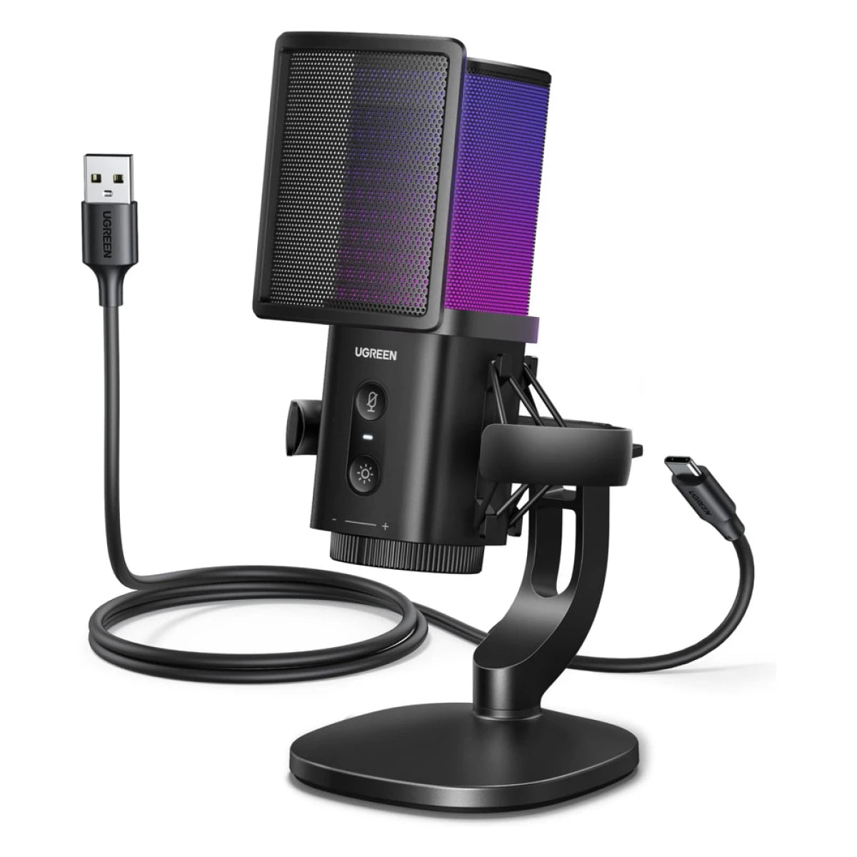 UGREEN CM581 USB Desktop Microphone with 96 kHz/24-bit Audio, ANS Noise Reduction & 7 RGB Lights