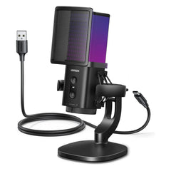 UGREEN CM581 USB Desktop Microphone with 96 kHz/24-bit Audio, ANS Noise Reduction & 7 RGB Lights