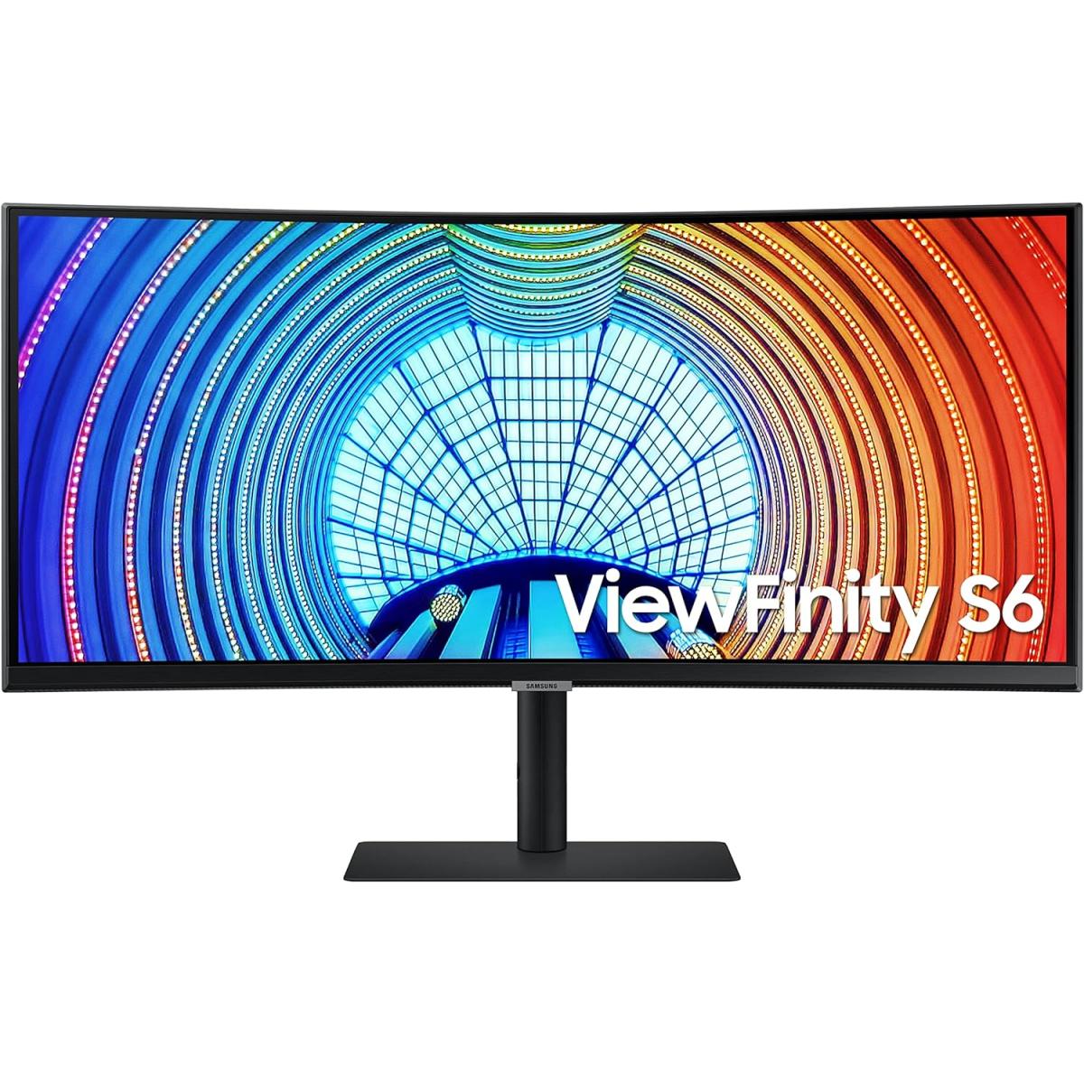 Samsung 34" Viewfinity S6 Uwqhd 4k Curved Ultrawide 100hz Hdr10 Freesync Built In Kvm W/ Adjustable Stand & Speakers & Usb C Black - CompuMe