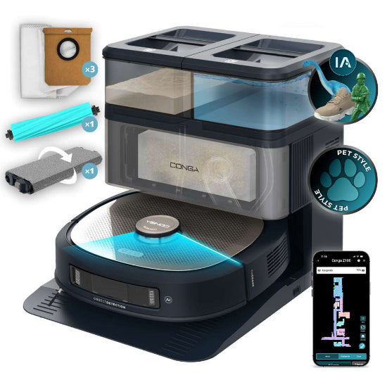 Cecotec Robot Vacuum Cleaner, AI Laser Eye Navigation, 3Lit, 2000Watts, Black - A01_EU01_119672