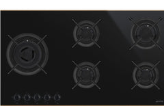 Smeg Bulit in Gas Hob, 5Burners, 90Cm, Black - PV695LCNR