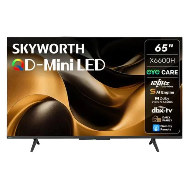 Skyworth Mini LED TV 65Inch QLED, Smart Google TV, 3HDMI & 2USB, Voice Control - 65X6600H
