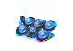 F12 Dazzle Mute Super Cyclone RGB Laptop Cooling Pad, Gaming Laptop Cooling Stand With Dual USB, Six Height-Adjustable Fans, Extra iPad/Phone Stand For 11 to 16" Laptops