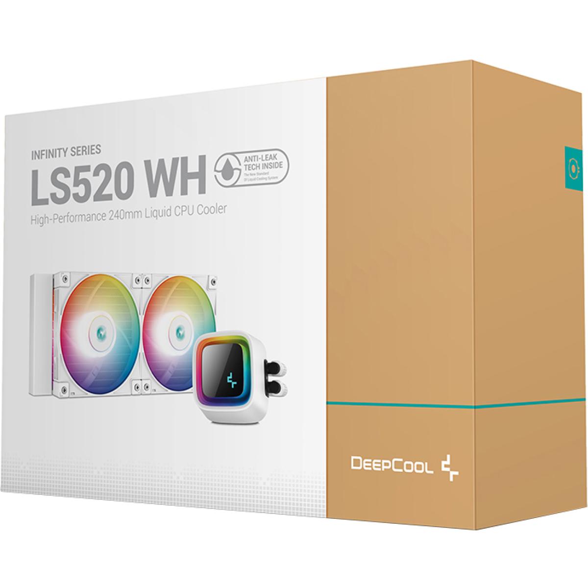 DeepCool LE520 Liquid Cooler 220W TDP AIO 240mm ARGB PWM Fan Copper Heatsink Aluminium Radiator Anti-Leak Tech CPU Water Cooler Intel & AMD - White