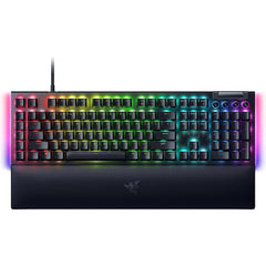 Razer BlackWidow V4 Mechanical 6 Dedicated Macro Keys Magnetic Wrist Rest Doubleshot ABS Keycaps Yellow Switches - Black