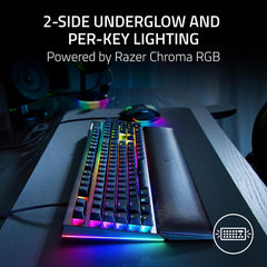 Razer Blackwidow V4 Mechanical 6 Dedicated Macro Keys Magnetic Wrist Rest Doubleshot Abs Keycaps Green Switches Black