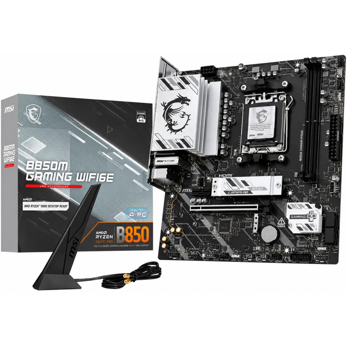 MSI PB850M GAMING WIFI 7 Micro ATX Supports AMD Ryzen 9000/8000 /7000 Processors, AM5 - DDR5 , WIFI 7 , 5G LAN
