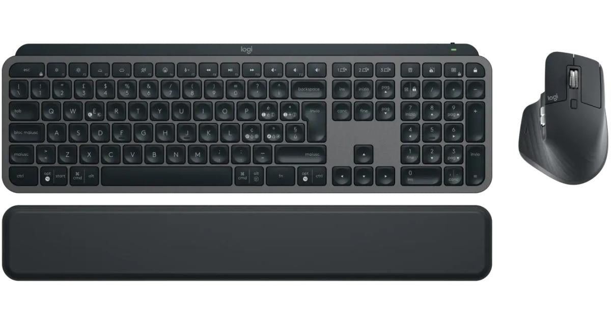 Logitech MX Keys S Combo (MX Keys S Keyboard + MX Master 3S Mouse) Wireless (2.4GHz + Bluetooth) Keyboard and Mouse Kit w/ Palm Rest, Customizable Illumination, Fast Scrolling, USB C, for Windows & Mac