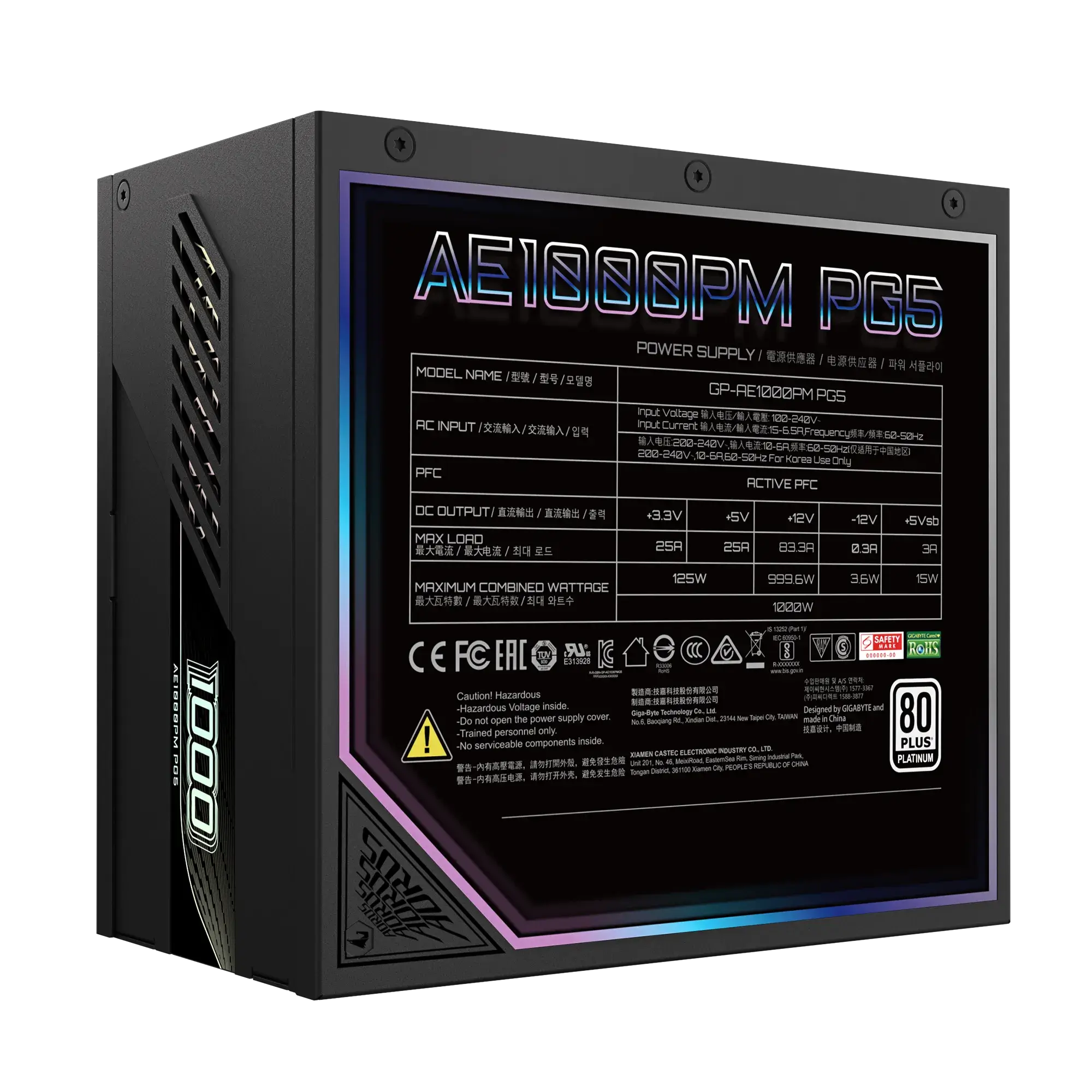 Gigabyte Elite P1000W PCIe power supply for PC power delivery