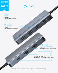 Anker 7-in-1 USB-C Hub, Dual Monitor USB C Docking Station, Dual HDMI Display 85W Max Output, 10Gbps Data Transfers
