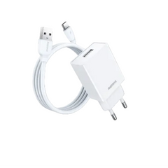 Remax Kiddy Series 2.4A Charger Set with iPhone Cable, 1Mm, White - RP-U95-IPH