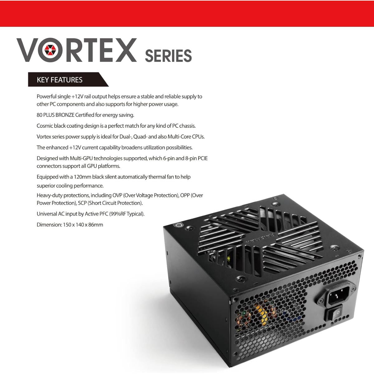 Raidmax Vortex 700w 80+ Bronze Atx Continuous Power With 120mm Quiet Fan Aive Pfc Power Supply , Black Raidmax Vortex 700w 80+ Bronze Atx Continuous Power With 120mm Quiet Fan Aive Pfc Power Supply , Black
