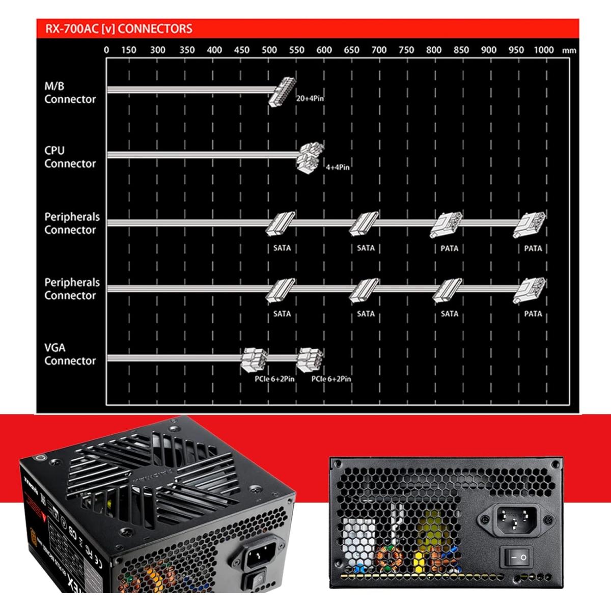 Raidmax Vortex 700w 80+ Bronze Atx Continuous Power With 120mm Quiet Fan Aive Pfc Power Supply , Black Raidmax Vortex 700w 80+ Bronze Atx Continuous Power With 120mm Quiet Fan Aive Pfc Power Supply , Black