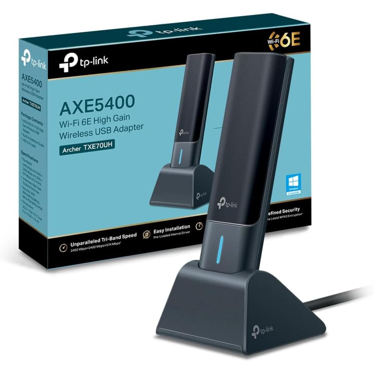 Tp Link Archer Txe70uh Axe5400 Wifi 6e Usb Adapter For Desktop Pc Tri Band Ultra Low Latency Mu Mimo Ofdma Refined Security Wpa3 - CompuMe
