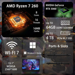 Lenovo Legion 5 15AHP10 RTX 5060 Gaming Laptop, 15.1" OLED WQXGA 165Hz 500Nits, AMD Ryzen 7 260, 16GB DDR5 RAM, 1TB SSD, RGB Backlit KB, W11H, Wi-Fi 7, Bundle with PCO Laptop Cooler