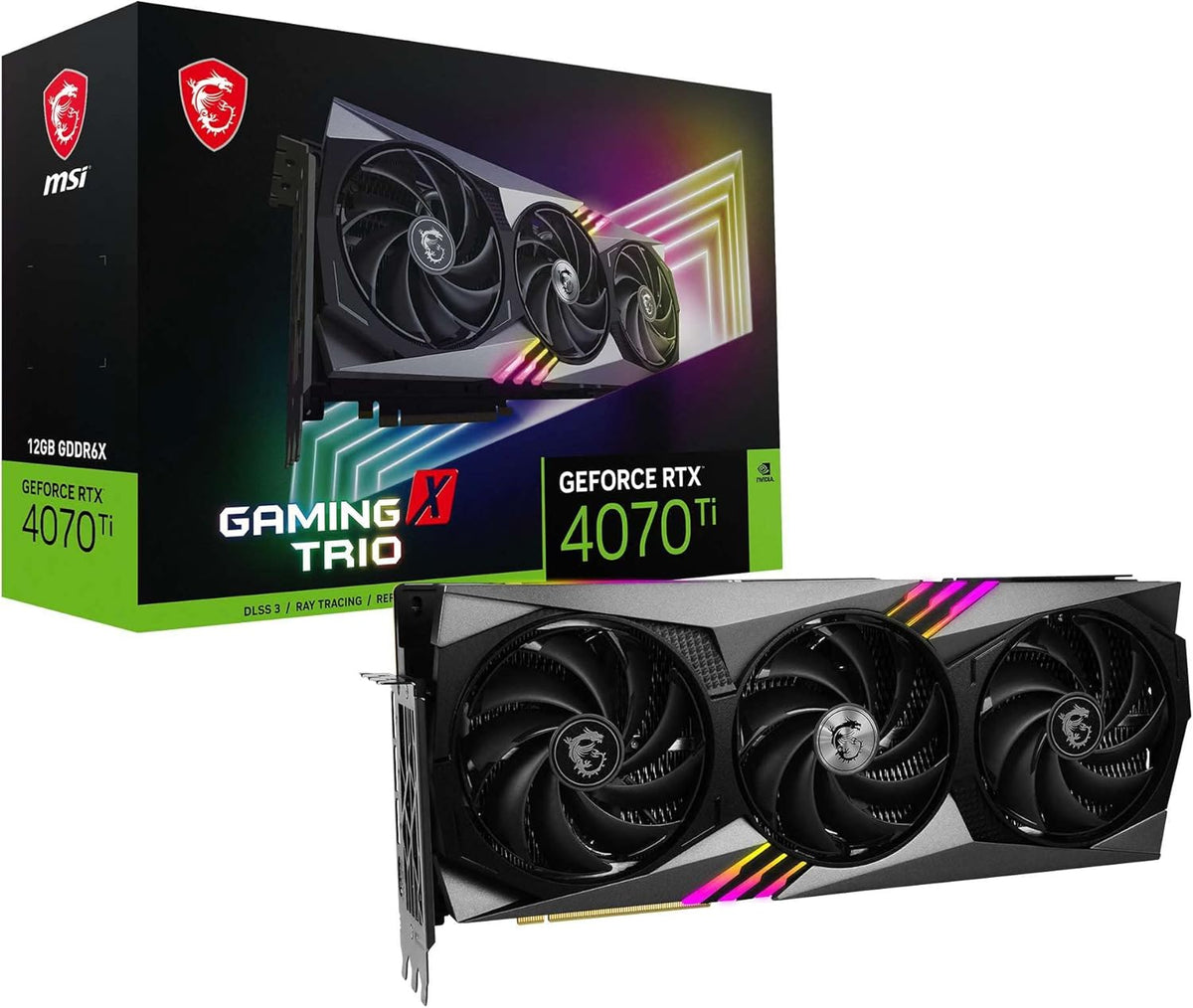 Gaming GeForce RTX 4070 Ti 12GB GDRR6X 192-Bit Extreme Clock: 2760 MHz HDMI/DP Nvlink Tri-Frozr 3 Ada Lovelace Architecture Graphics Card (RTX 4070 Ti Gaming X Trio 12G)